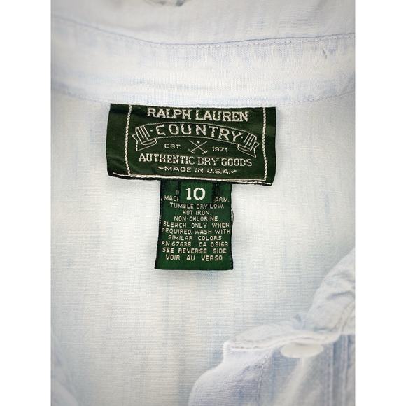 90s Womens Ralph Lauren Polo Country Denim Pleaded Button Up Shirt Western SZ 10 - Picture 10 of 14